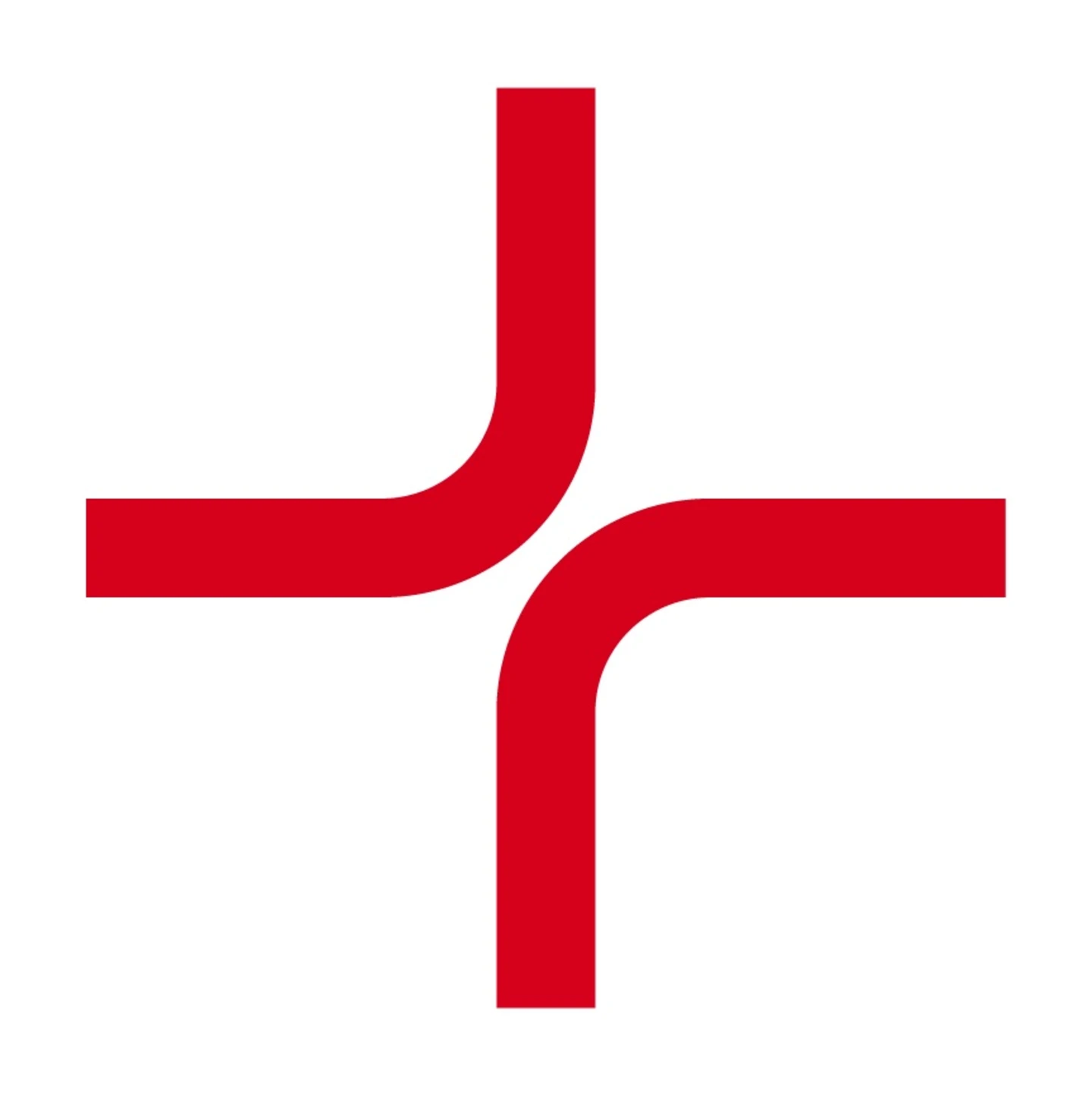 Stylized red icon with two interlocking curved lines forming an offset cross or pinwheel shape, representing variety and customizable options.